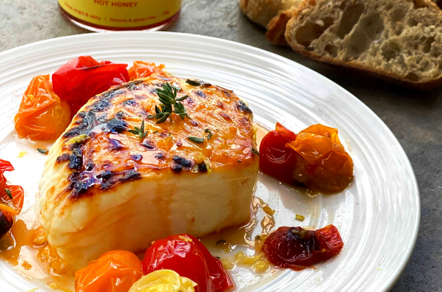 Oven Baked Ontario Feta With Hot Honey, Thyme & Tomatoes